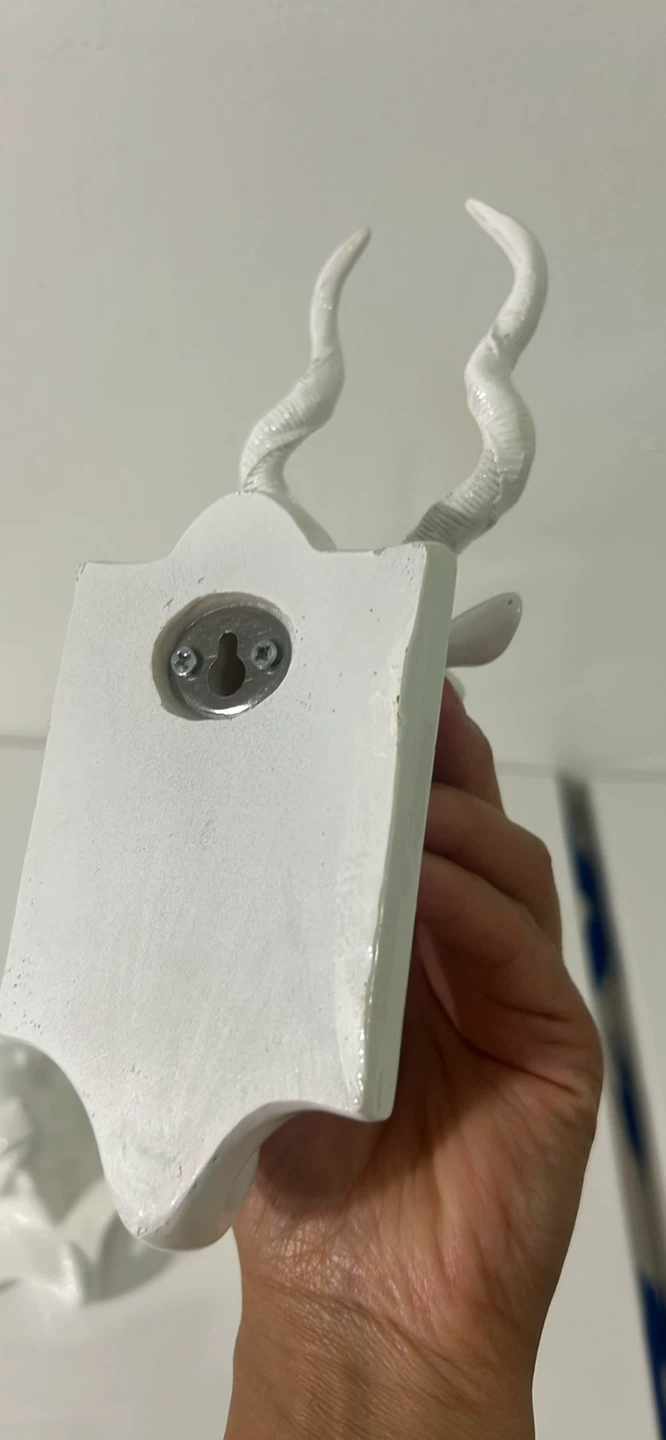 White Ceramic Animal Head Wall Hooks - Bull and Antelope - photo 3