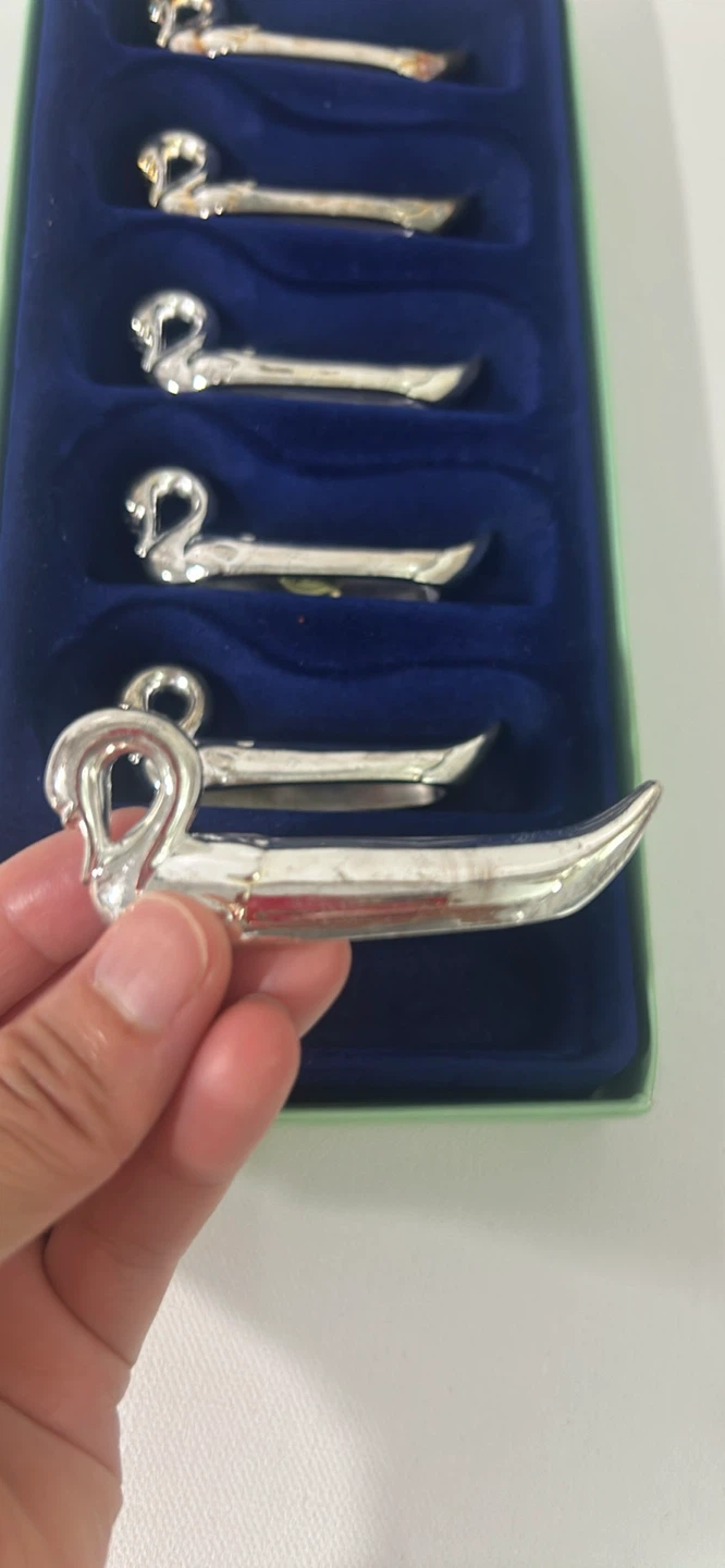 Set of 6 Silver Swan Chopstick Rests - photo 3