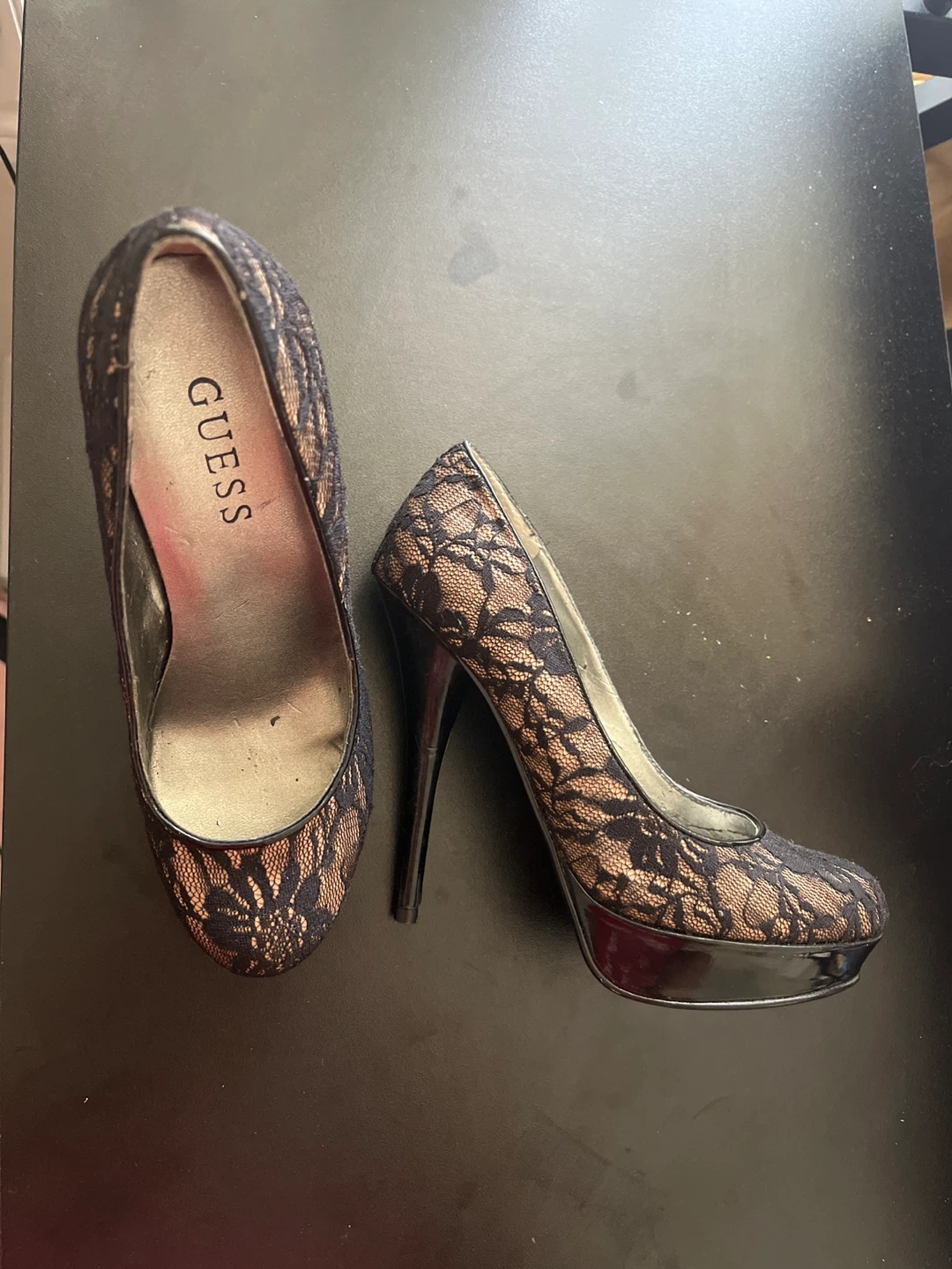 Guess Black Lace Platform Heels - photo 2