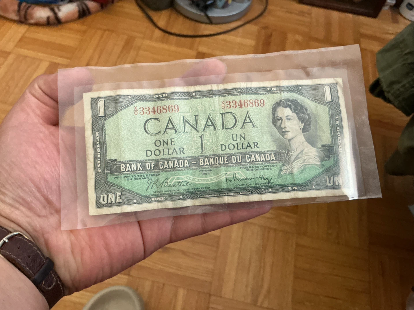 Antique 1954 Queen Elizabeth II Canada banknote