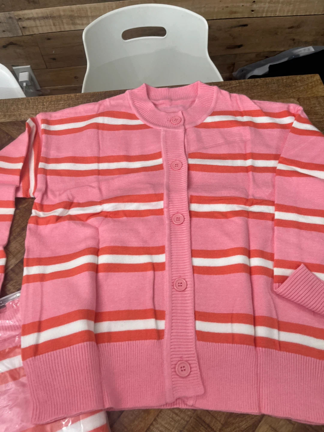Pink and Orange Striped Cardigan - Size L - photo 2