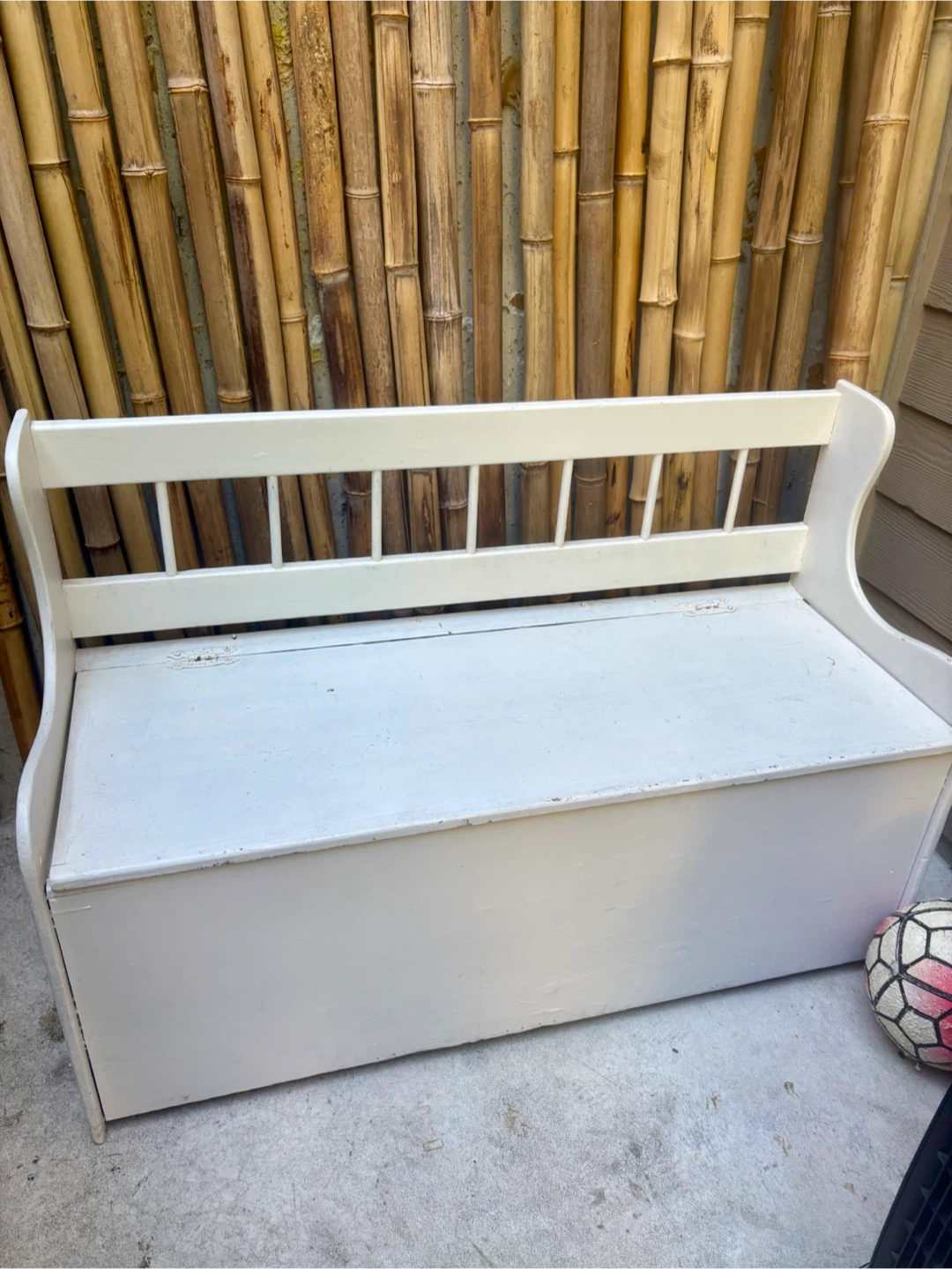 Vintage White solid wood Storage Bench with Lid
