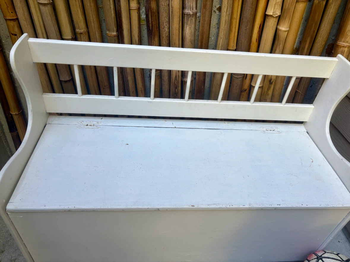 Vintage White solid wood Storage Bench with Lid - photo 3