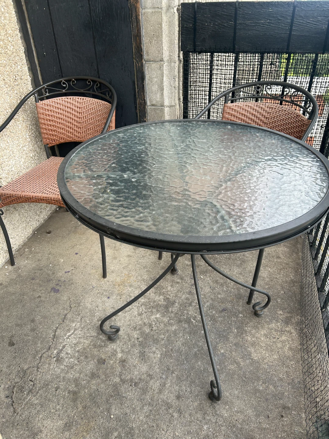 Glass Top Patio Table with Metal Frame