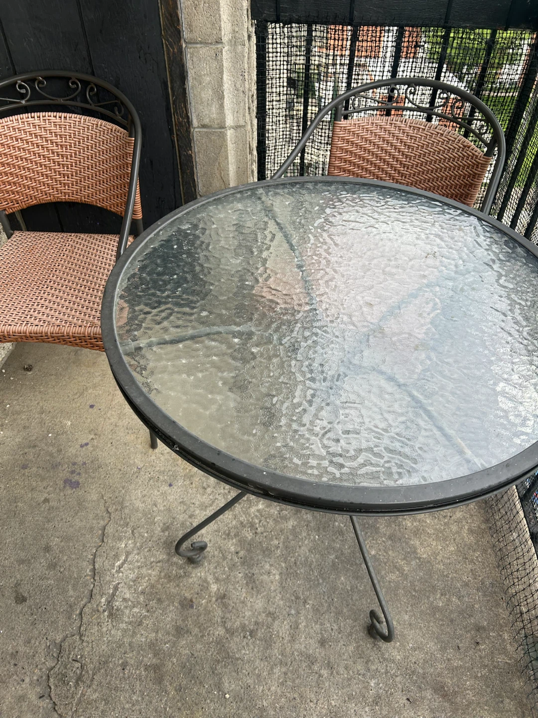 Glass Top Patio Table with Metal Frame - photo 2
