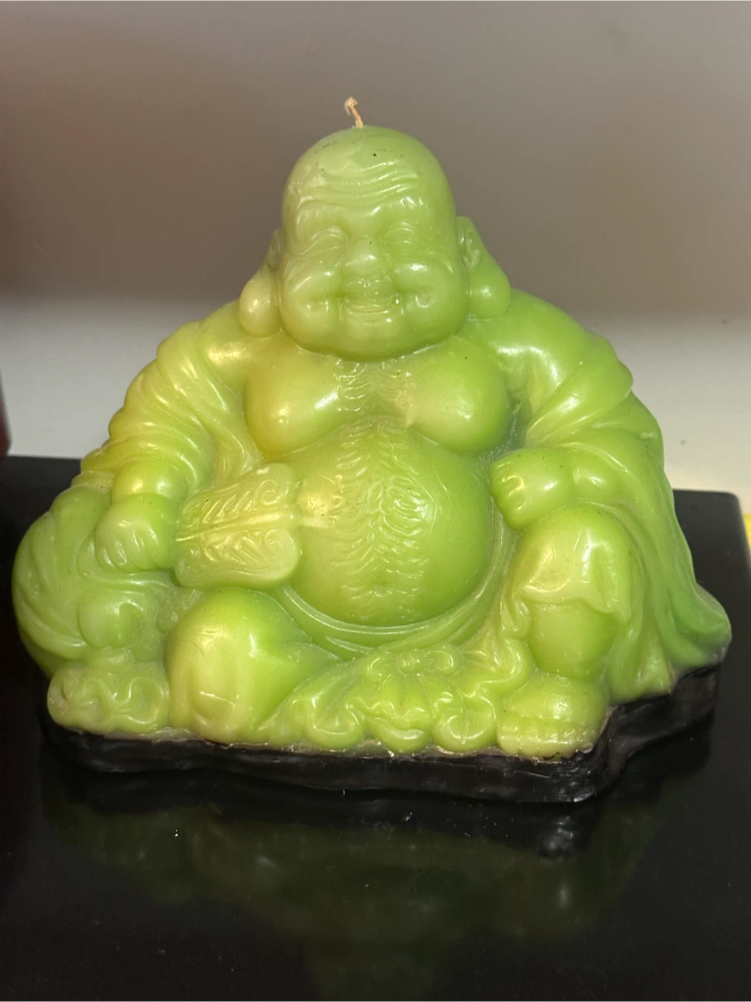 Oversized Vintage 1970s Faux Jade Buddha Candle 9x7 - photo 2