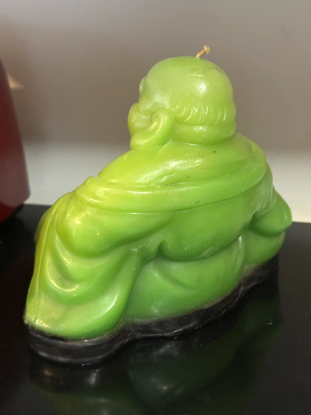Oversized Vintage 1970s Faux Jade Buddha Candle 9x7 - photo 3