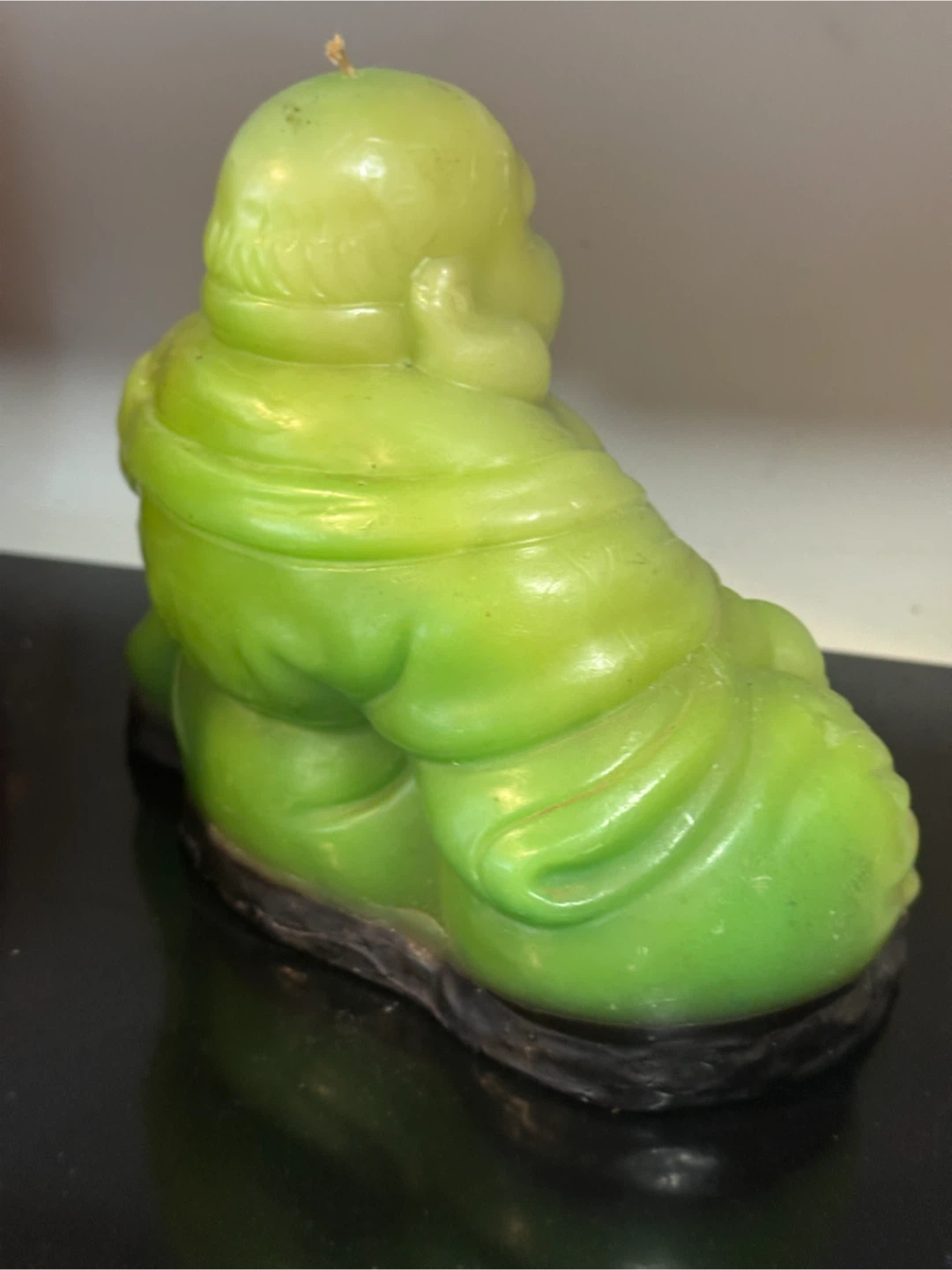 Oversized Vintage 1970s Faux Jade Buddha Candle 9x7 - photo 4