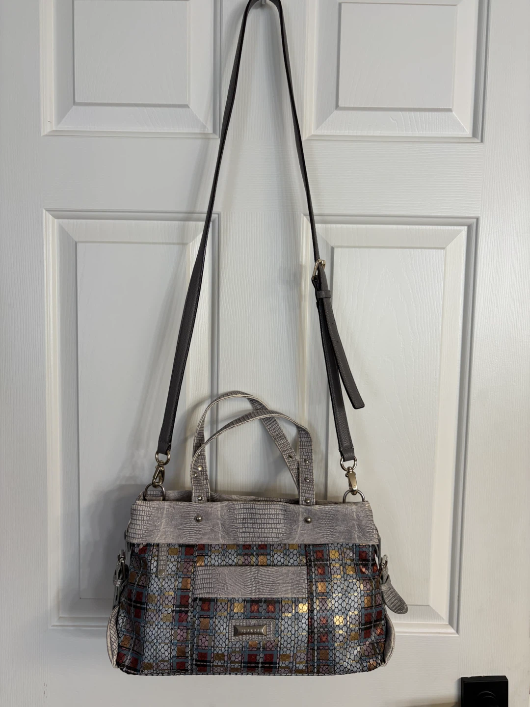 Joanel Patchwork Embossed Crossbody Satchel Bag