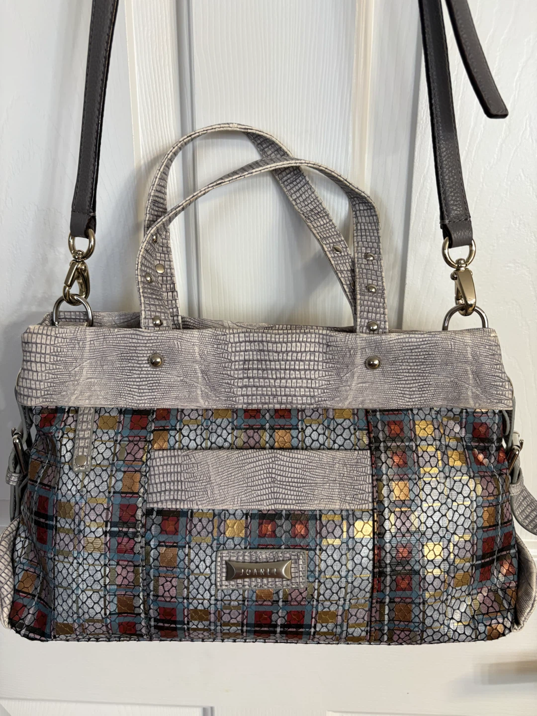 Joanel Patchwork Embossed Crossbody Satchel Bag - photo 2