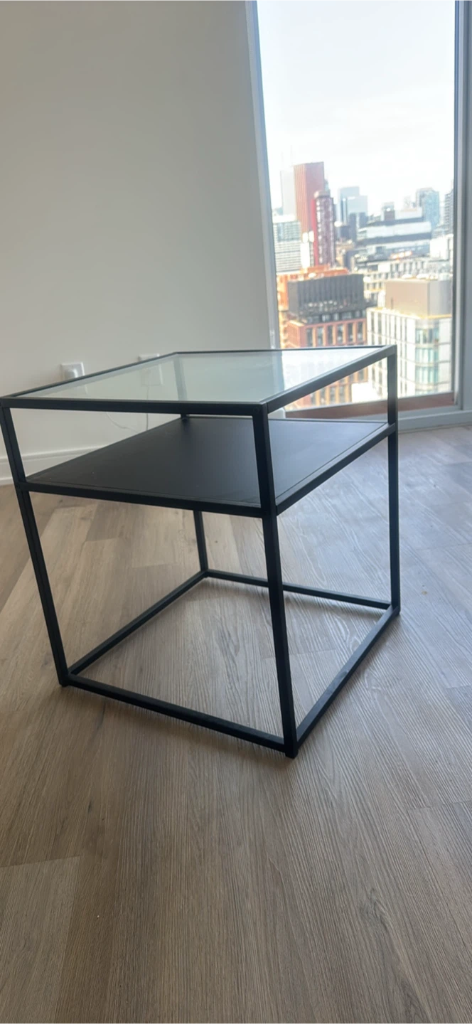 Black Metal and Glass End Table - photo 2
