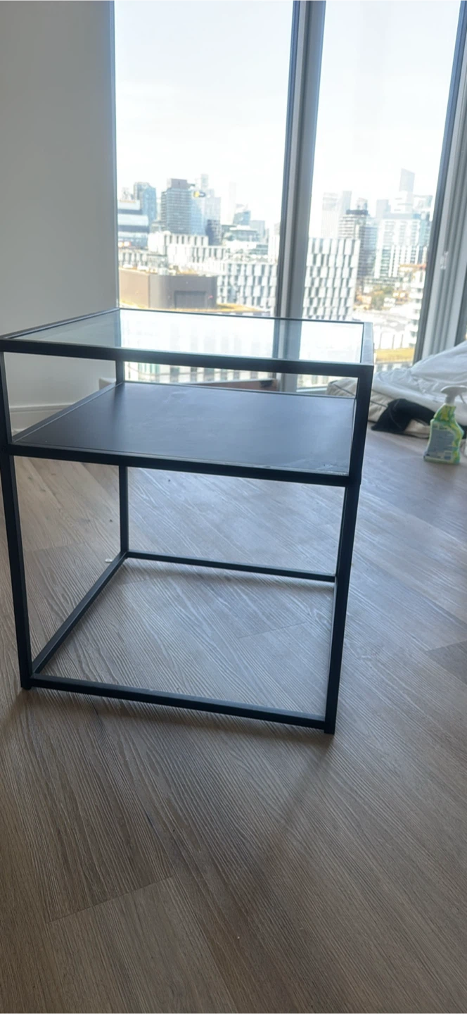 Black Metal and Glass End Table - photo 3