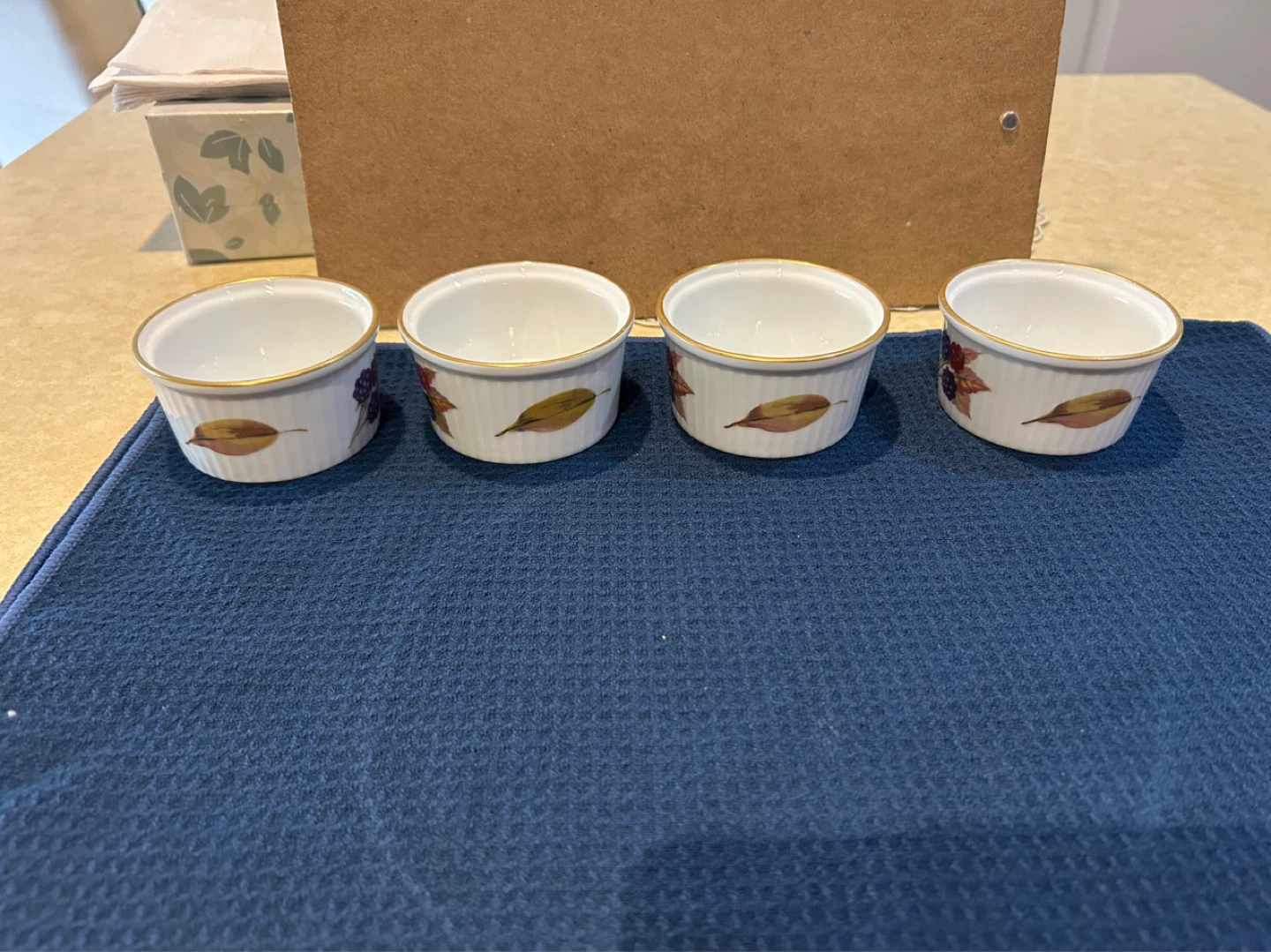 4x Royal Worcester Evesham Ramekins with Berry Design