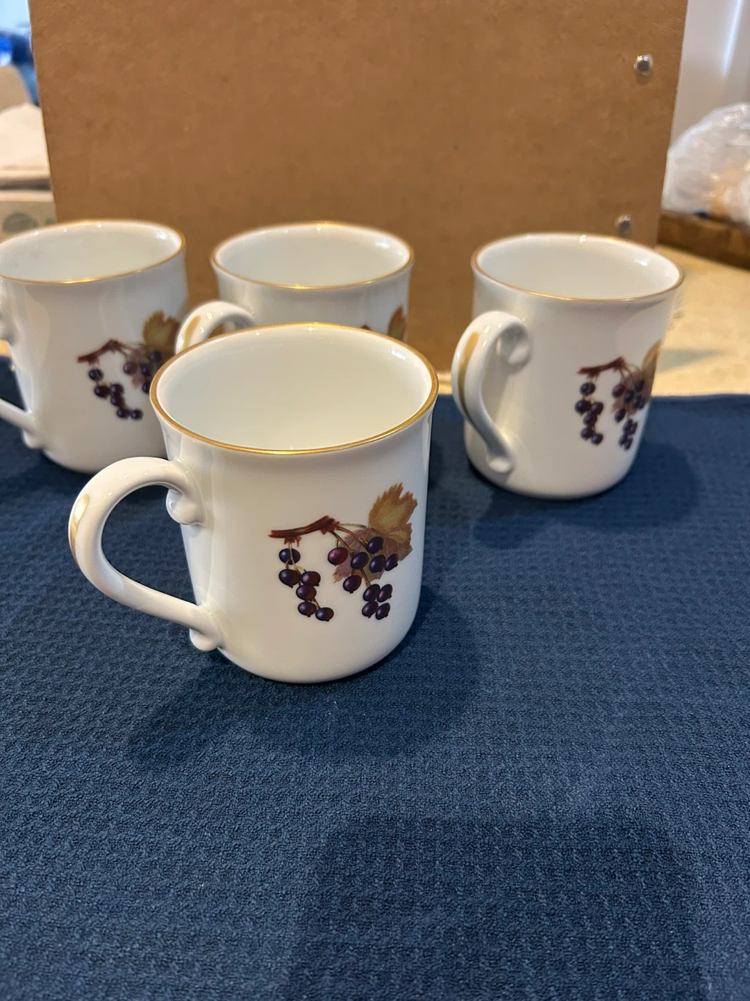 Set of 4 Royal Worcester Evesham  Fruit Design Mugs