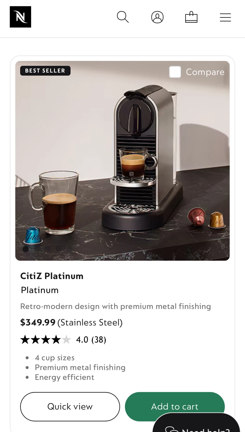 Nespresso CitiZ Platinum Coffee Machine