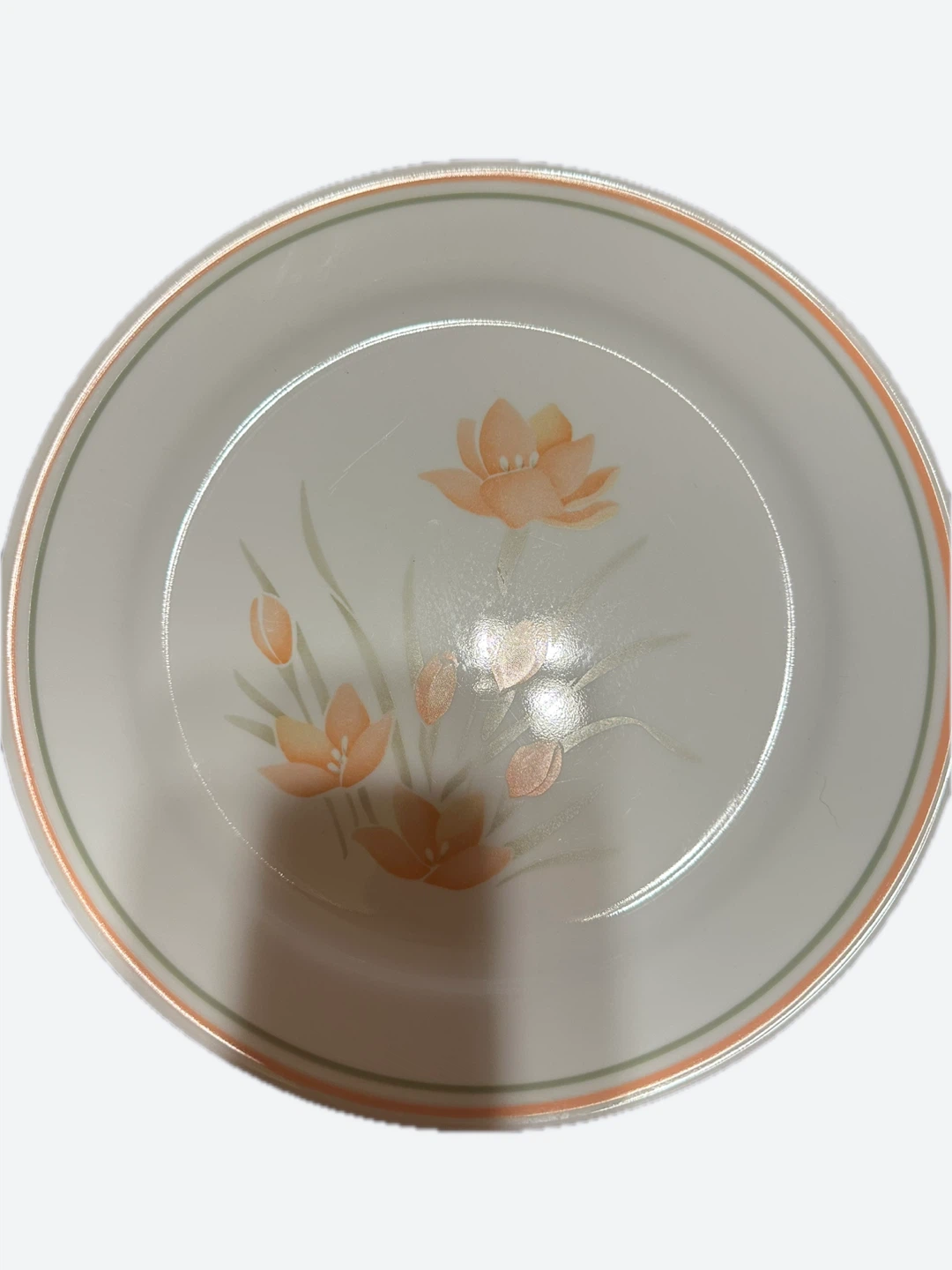 8 Corelle Plates with peach Floral Design - photo 3