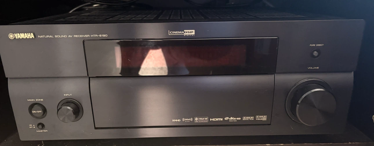2 Energy Tower Speakers and Yamaha Receiver
