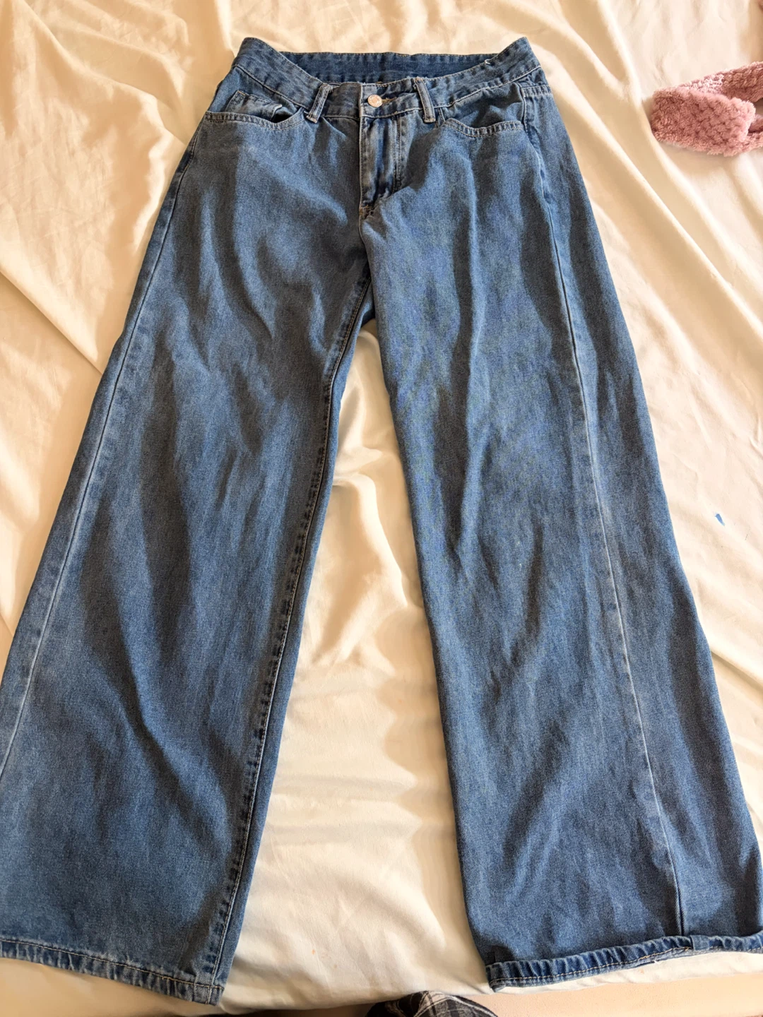 Blue Wide Leg Denim Jeans