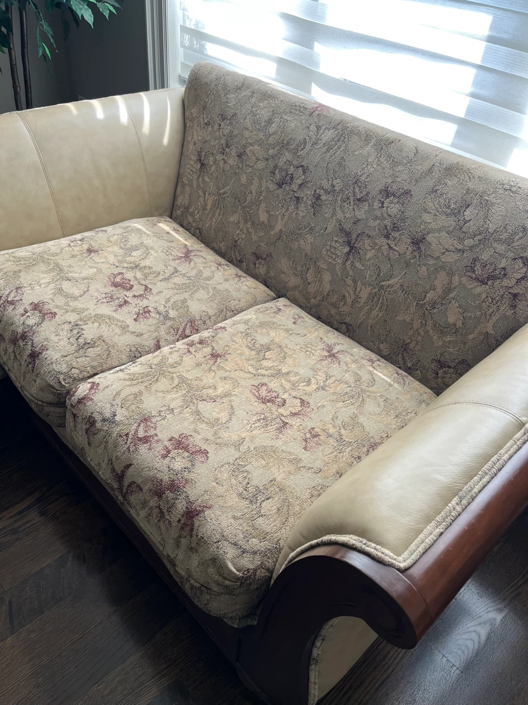 Sofa Upholstered in Leather & Fabric - photo 2