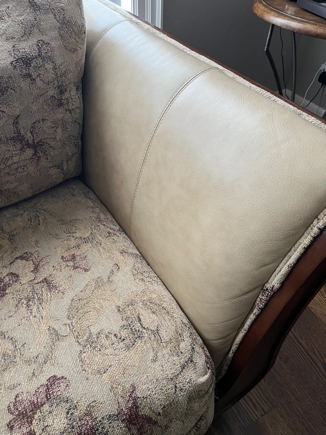 Sofa Upholstered in Leather & Fabric - photo 3