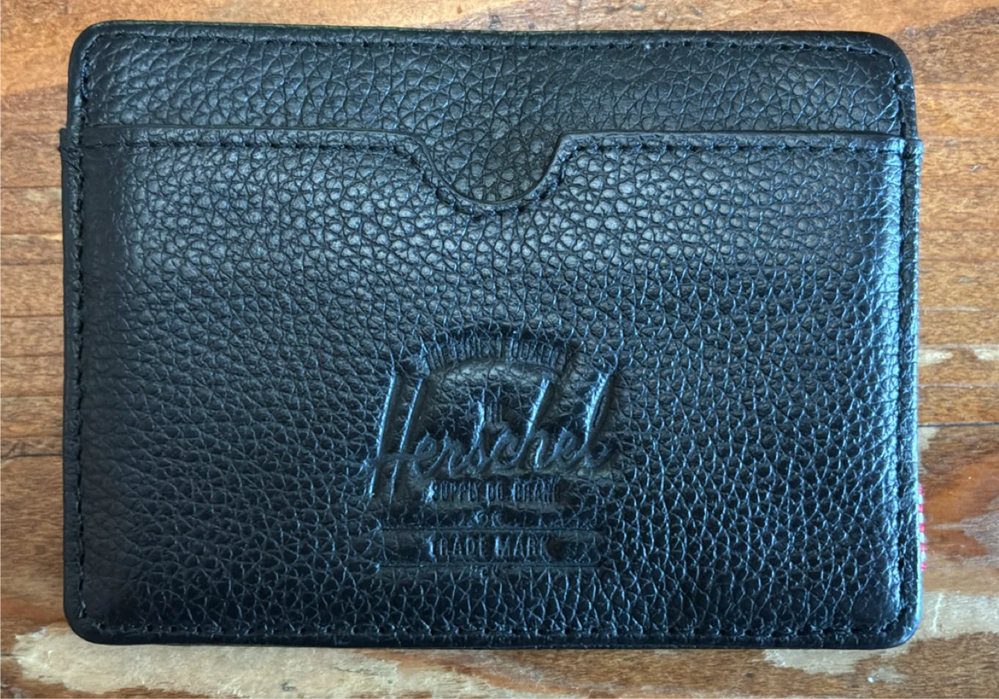 New Herschel Charlie Black Leather Card Holder Wallet