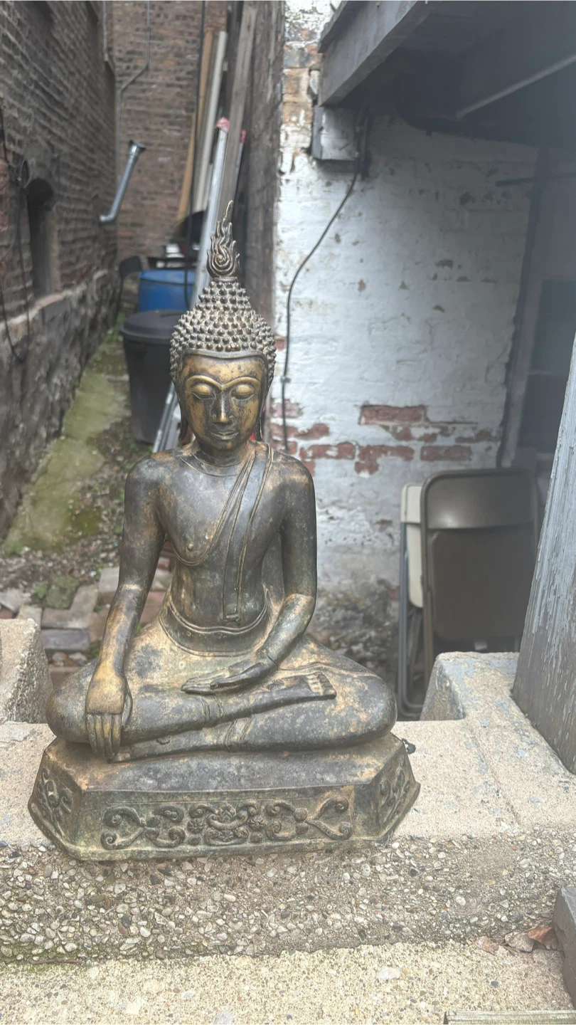 Antique/Vintage 20" Heavy Cast Bronze Thai Buddha Statue