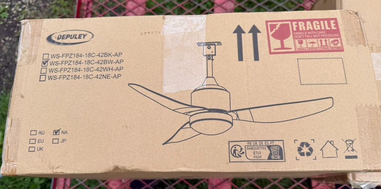 DEPULEY 42" IP44 Waterproof Ceiling Fan with Light - photo 3
