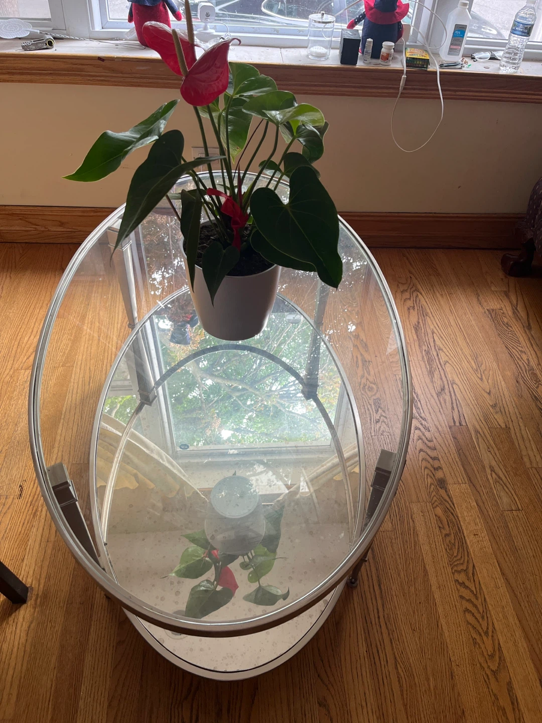 Oval Glass Top Table