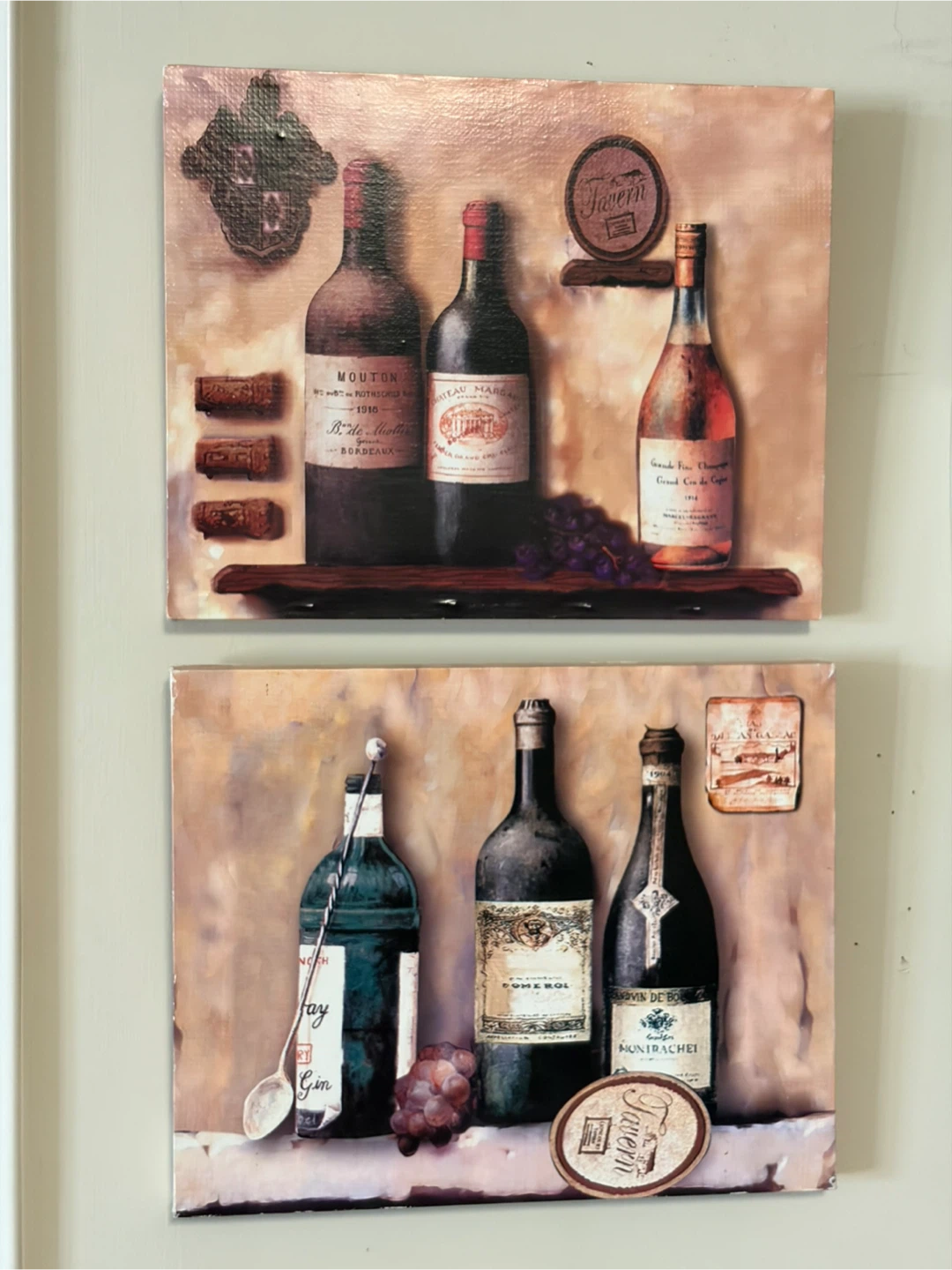 Set of 2 Wine Bottle Canvas Wall Art