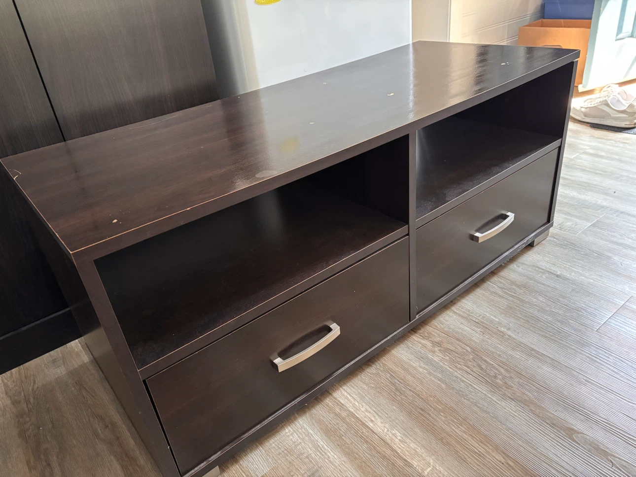 Dark Brown Media Console with Drawers - photo 3