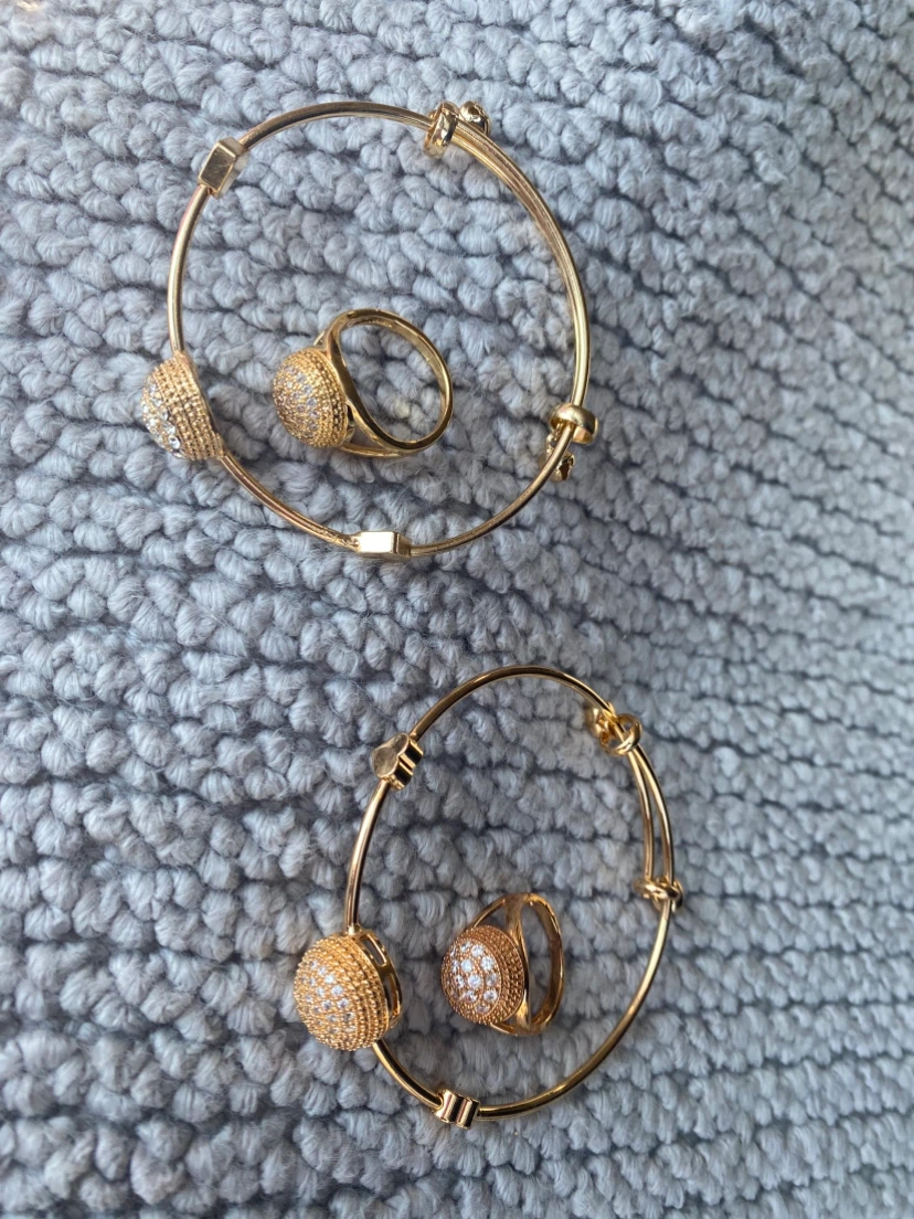 Gold-tone bangle and ring set with rhinestones( 15each) - photo 2