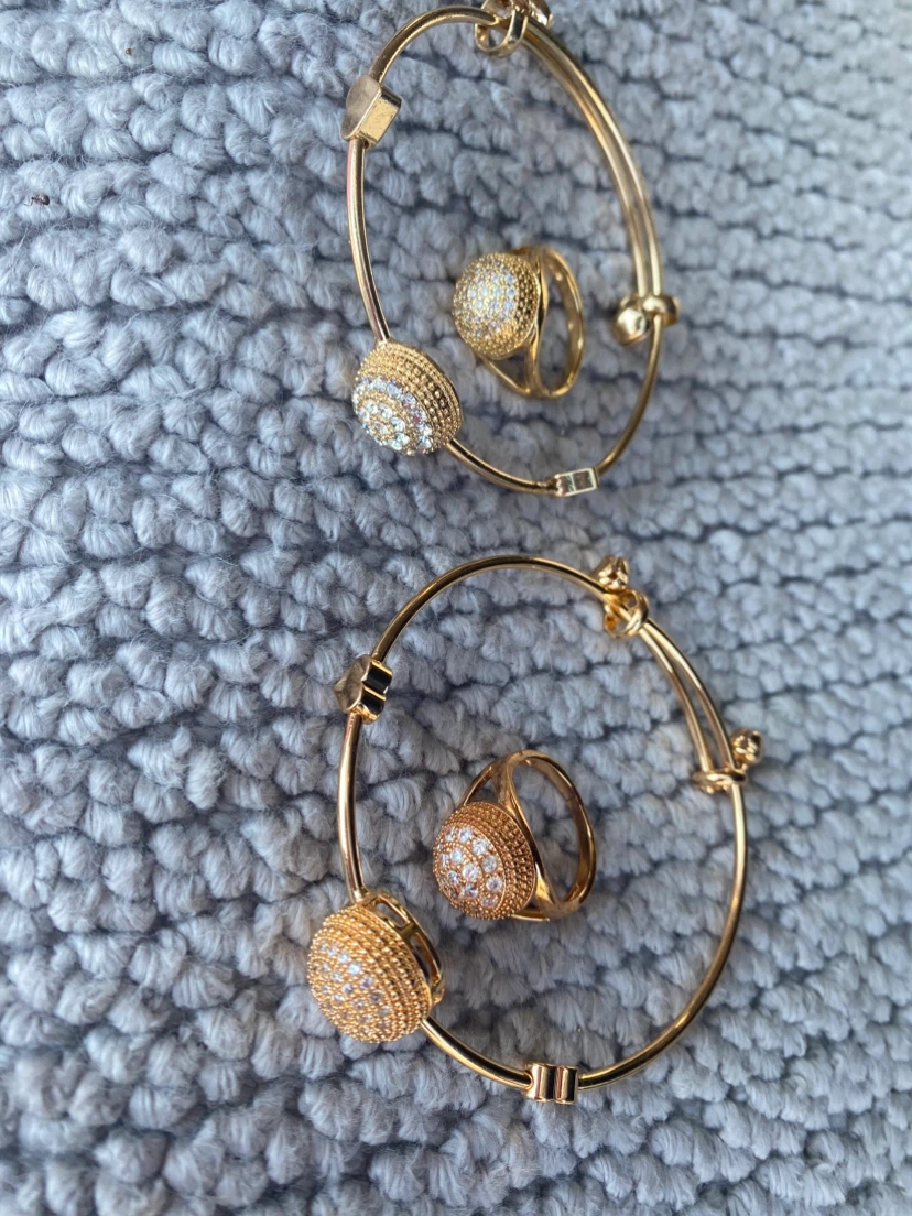 Gold-tone bangle and ring set with rhinestones( 15each) - photo 5
