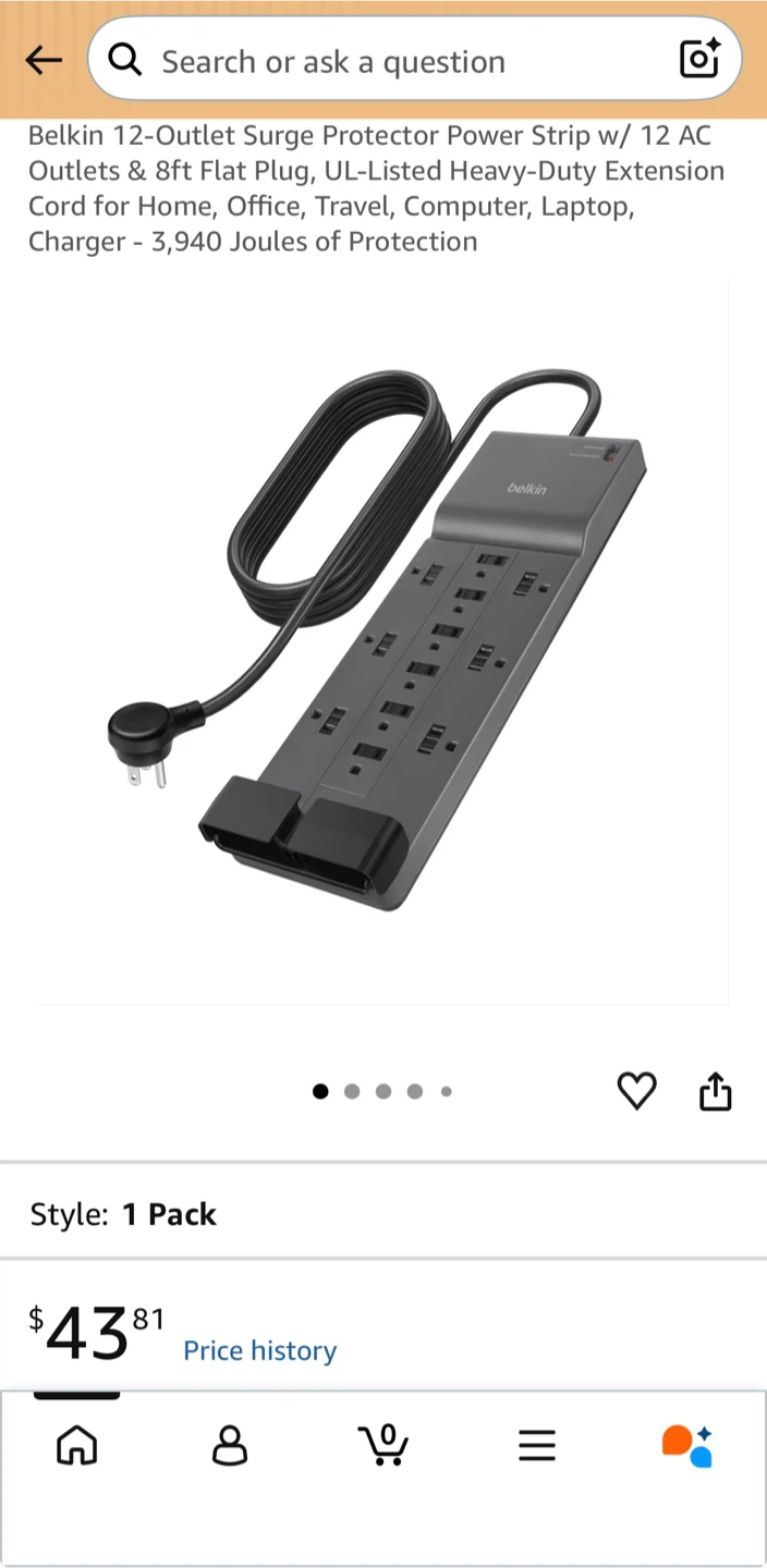 Belkin 12-Outlet Surge Protector Power Strip – 8ft Cord - photo 2