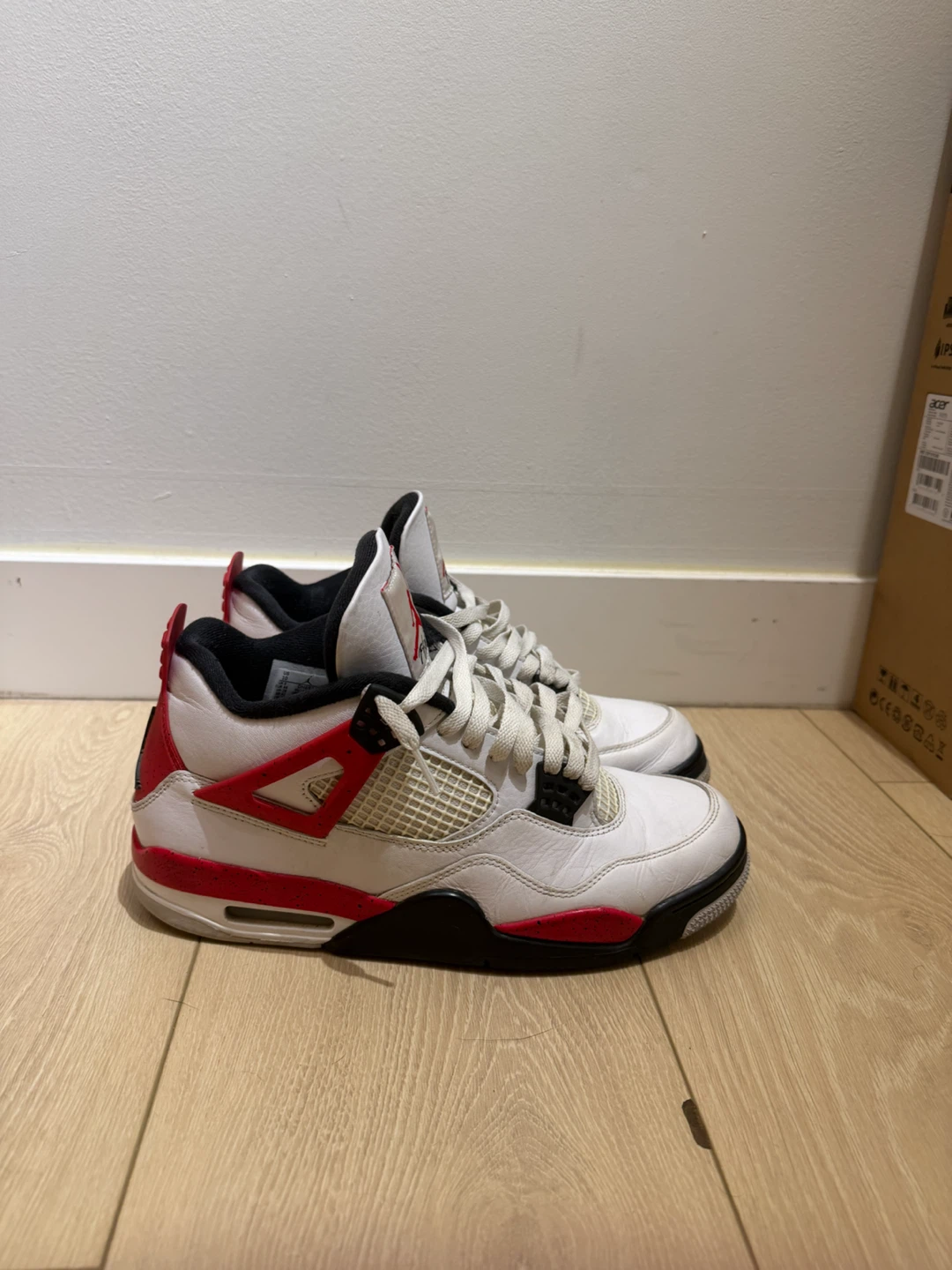 Air Jordan 4 Retro White Red Black Sneakers