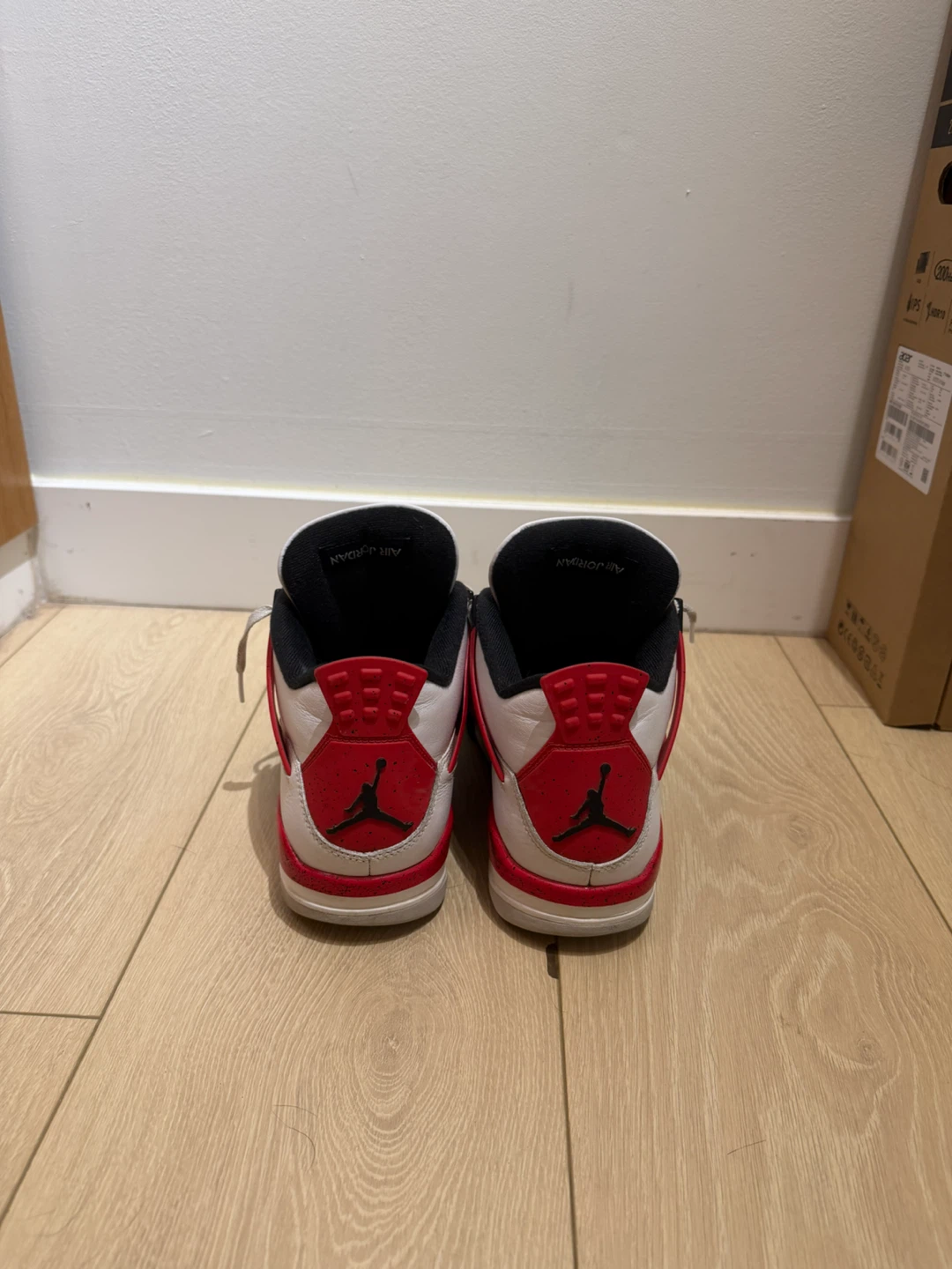 Air Jordan 4 Retro White Red Black Sneakers - photo 3