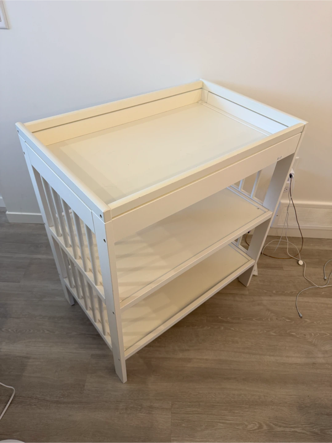 (IKEA) White Changing Table & Pad with Shelves