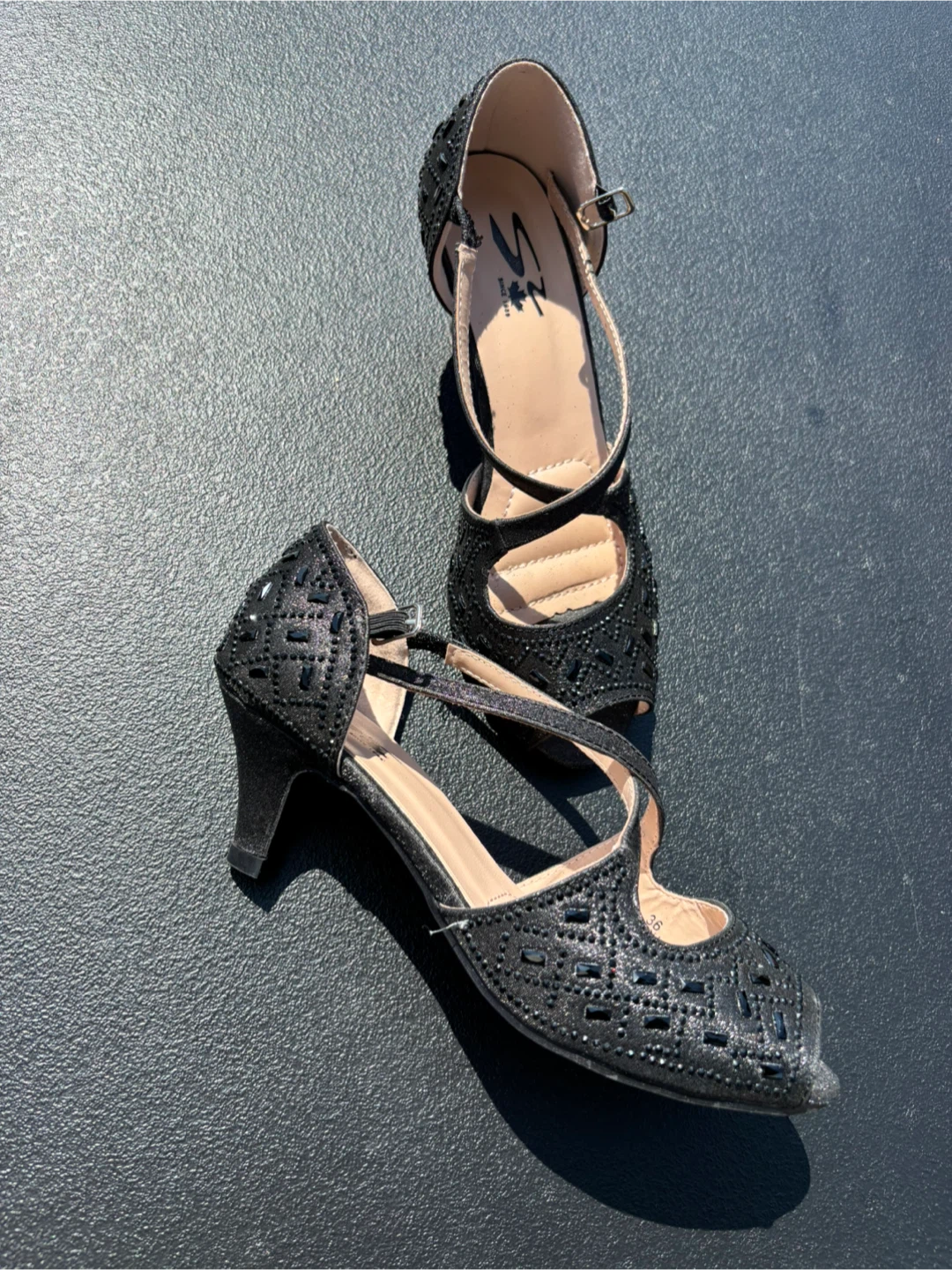 Black Strap Heels - Size 6 - photo 2