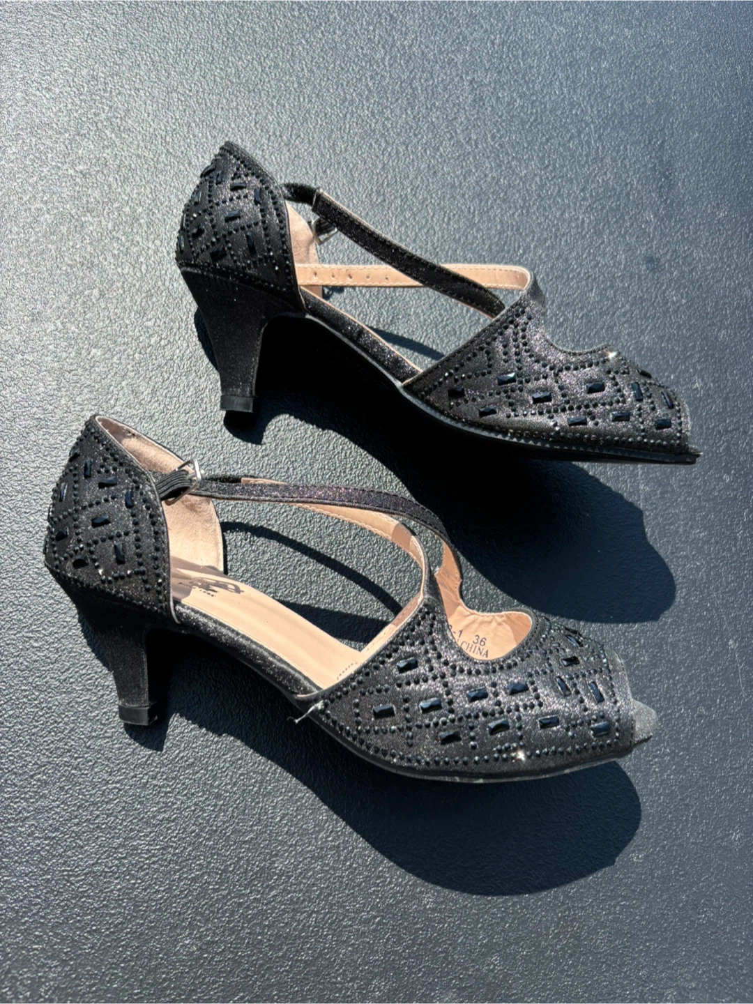 Black Strap Heels - Size 6 - photo 3