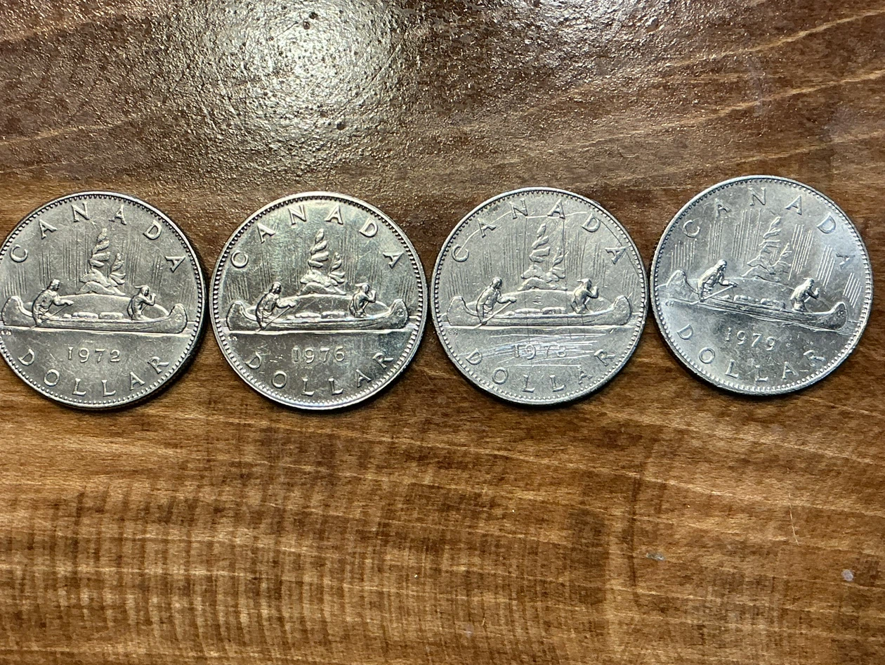 4 Canadian Dollar Nickel Coins (1972, 1976, 1978, 1979)