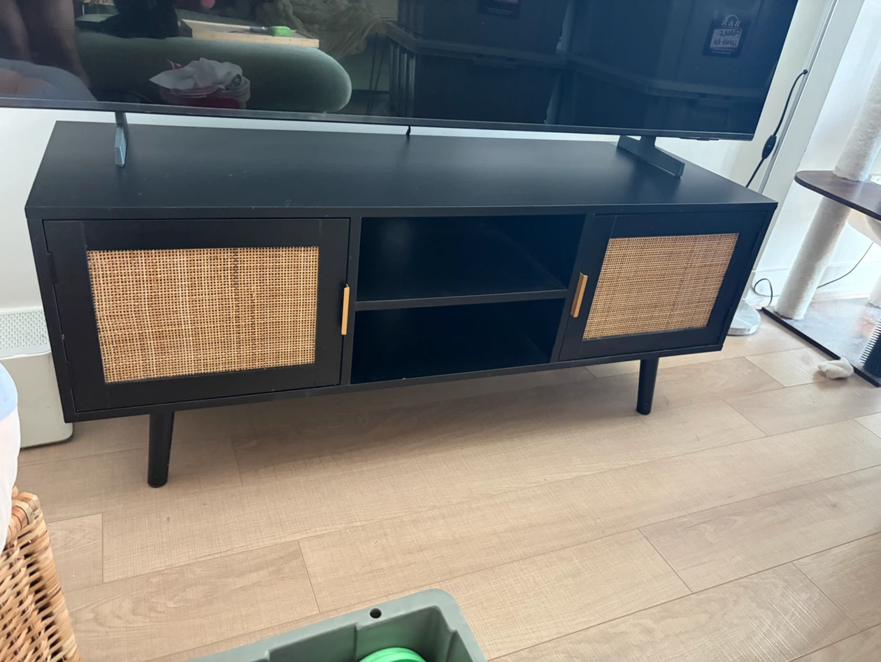 TV Stand with Rattan Detail