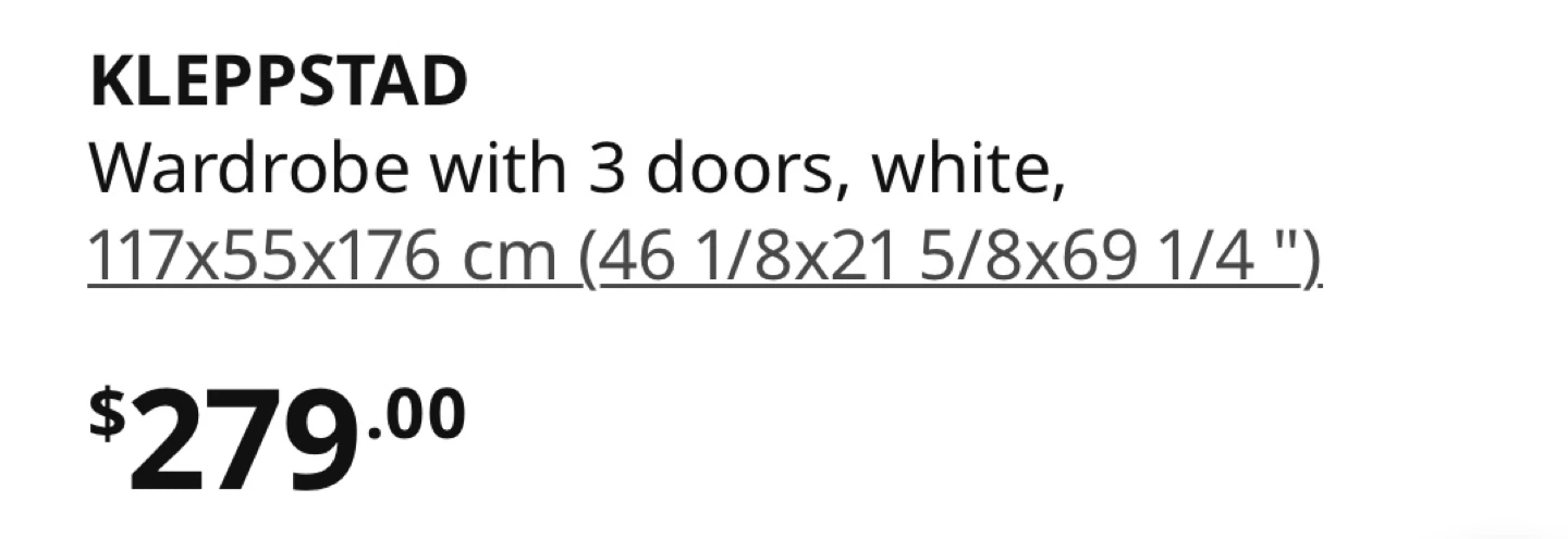 IKEA KLEPPSTAD Wardrobe with 3 doors, white - photo 5