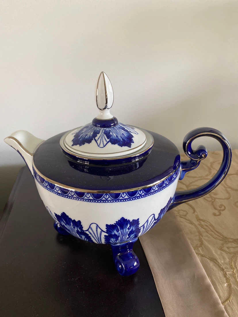 BNIB Bombay Blue and White Porcelain Tea Set with Coffee Pot - photo 4