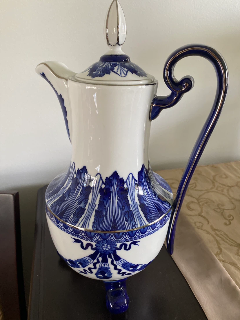 BNIB Bombay Blue and White Porcelain Tea Set with Coffee Pot - photo 5