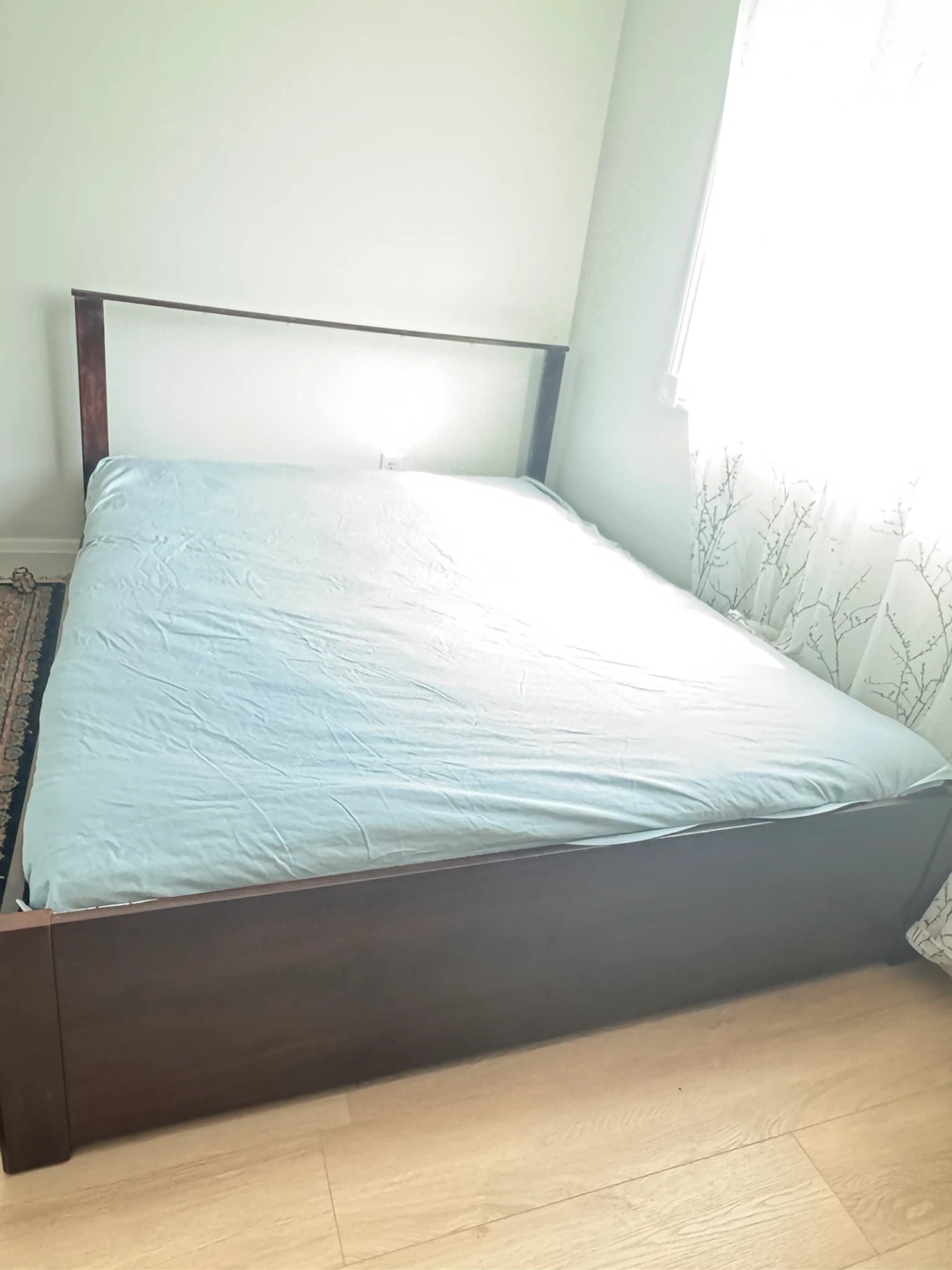 Dark Wood Bed Frame, IKea Queen bed frame with two drawer - photo 2