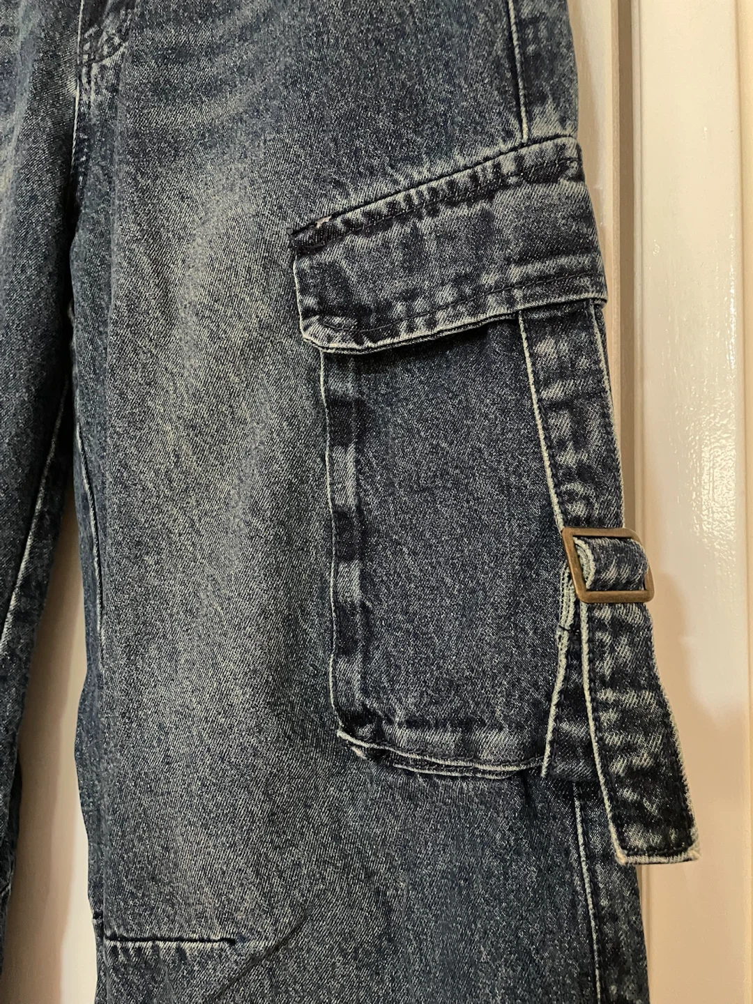 Blue Denim Cargo Pants - photo 2
