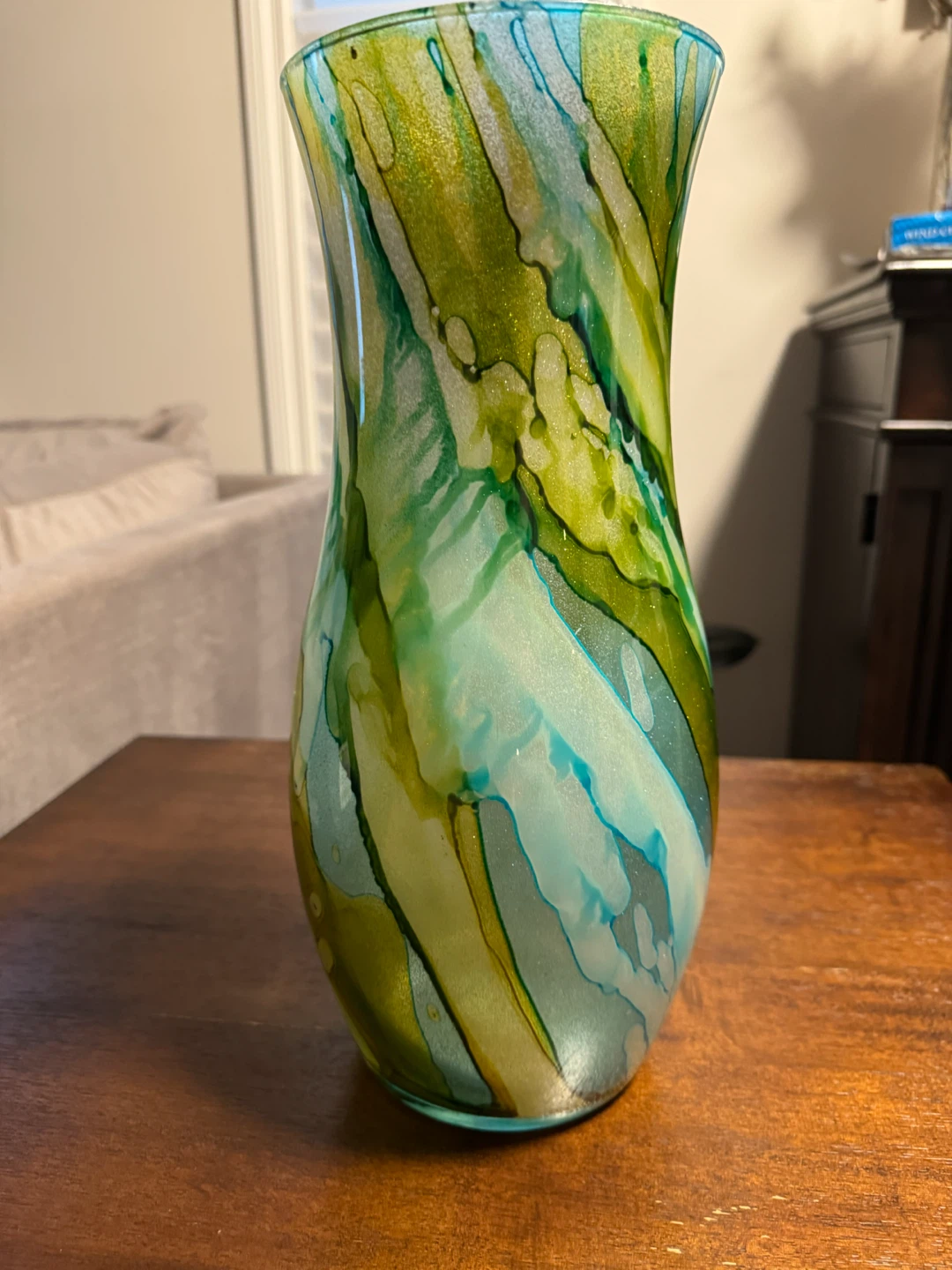Glass Vase with Swirl Design