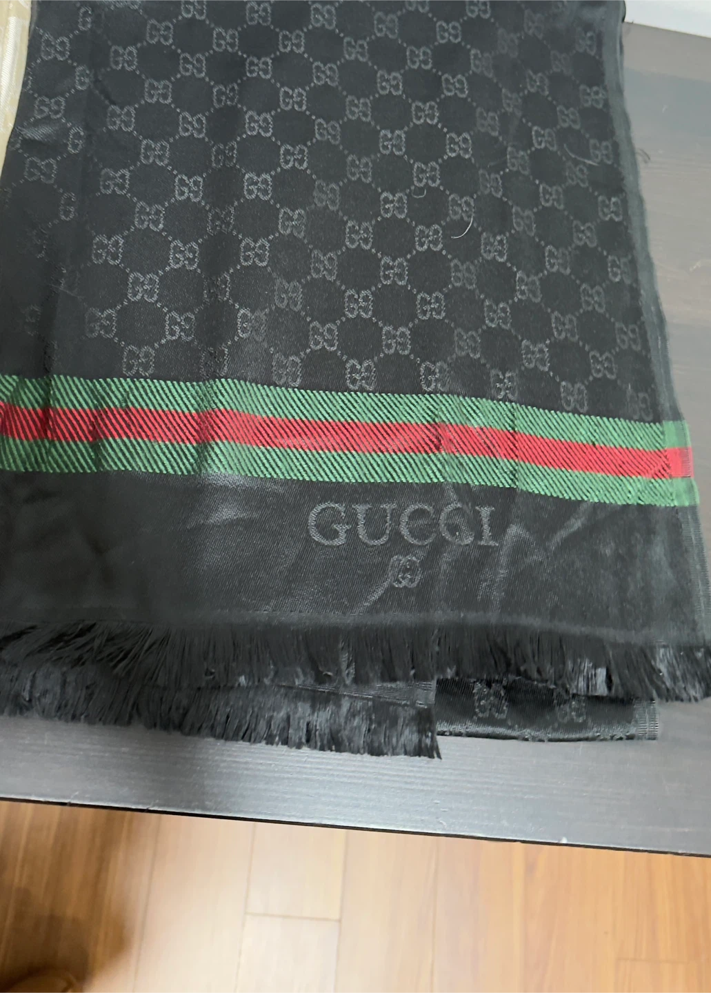 Gucci Scarf with GG Monogram and Stripe Detail