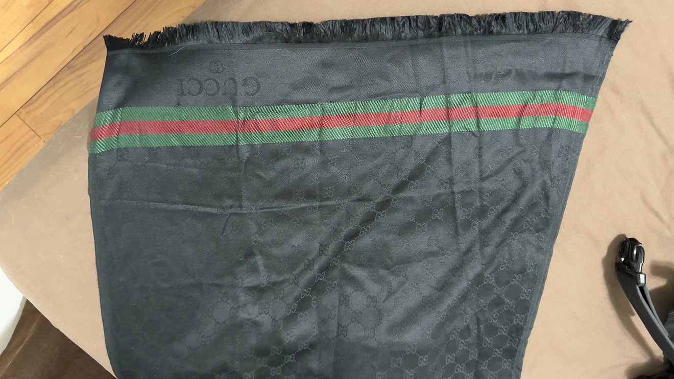 Gucci Scarf with GG Monogram and Stripe Detail - photo 2
