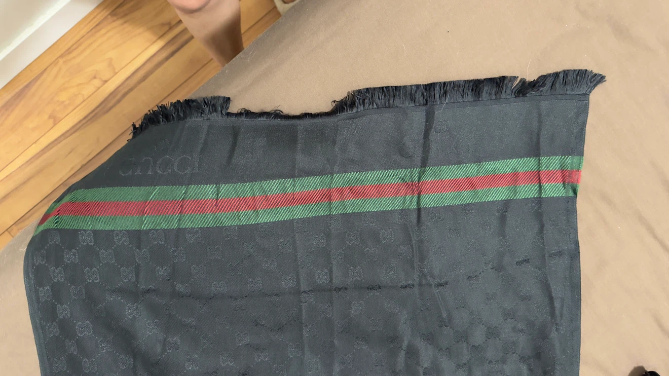 Gucci Scarf with GG Monogram and Stripe Detail - photo 3