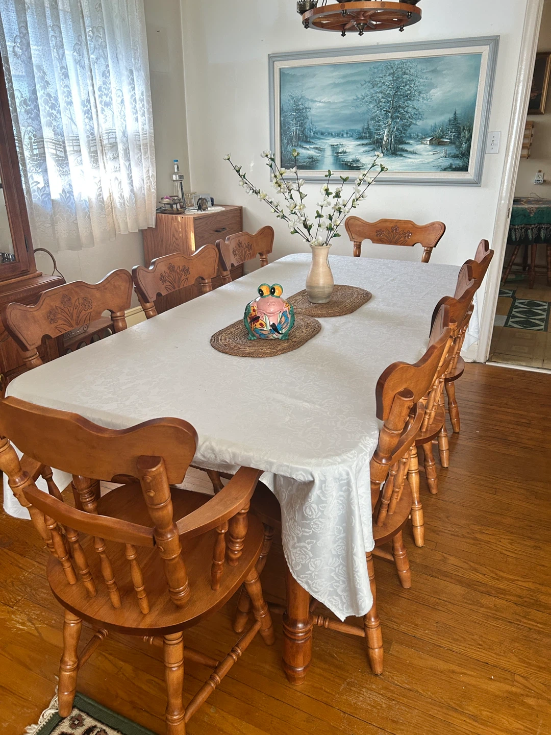Solid Wood China Cabinet and Dining Chairs - photo 2